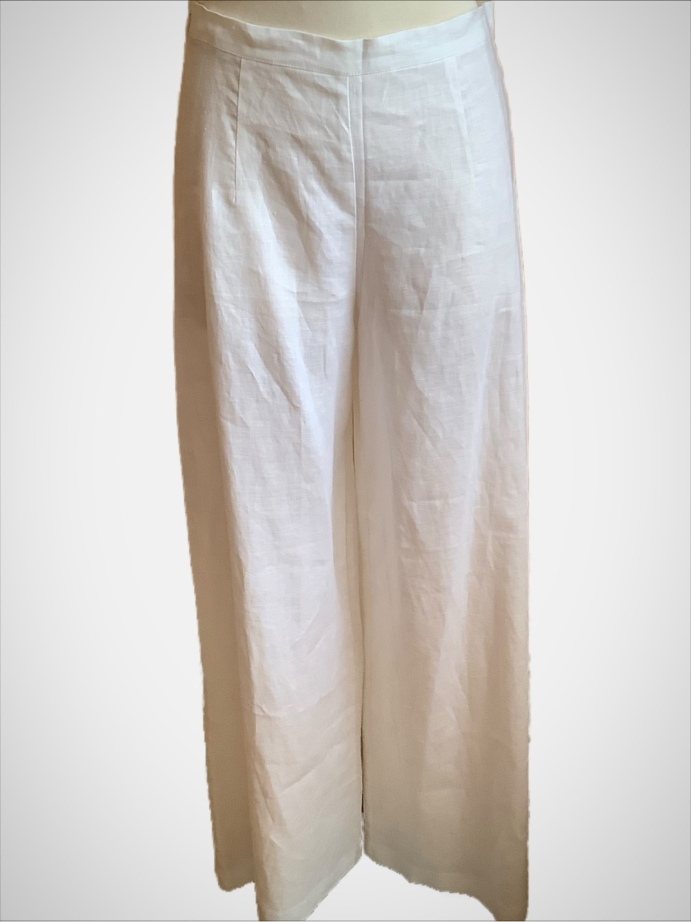 AGGEL White Linen Wide Leg Pants High Rise Trouser Quiet Luxury M/L NWT